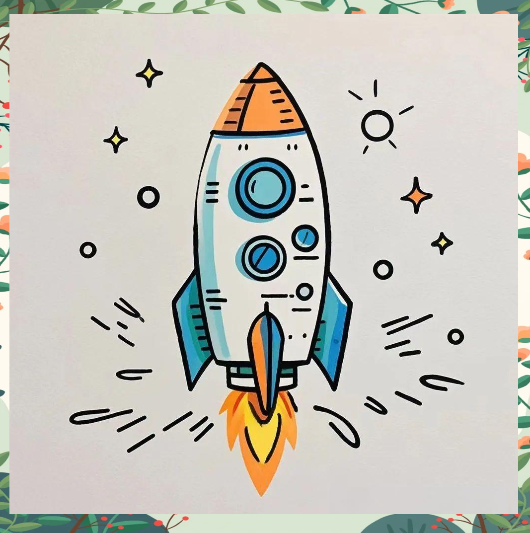 卡通火箭简笔画教程分享,探索未来宇宙的奇妙世界