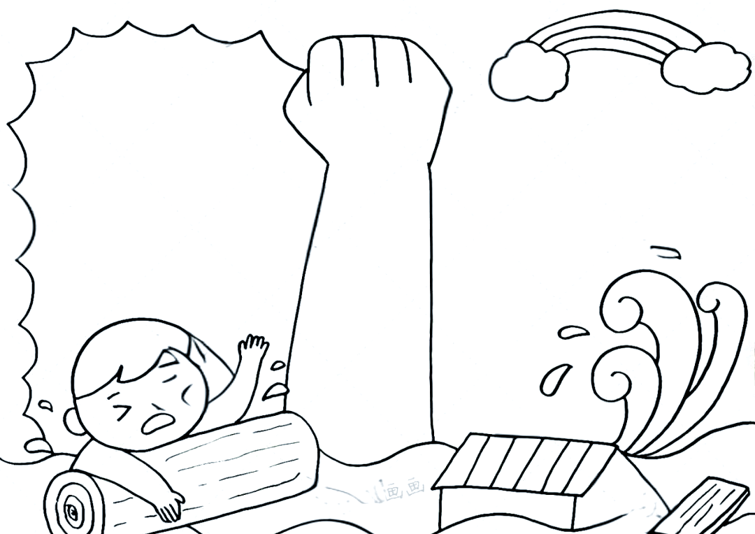 手抄报与简笔画:致敬抗洪救灾英雄