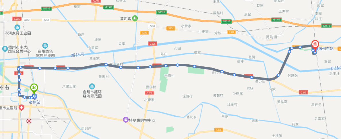 安徽宿州火车东站途经公交车线路乘坐点及其运行时间