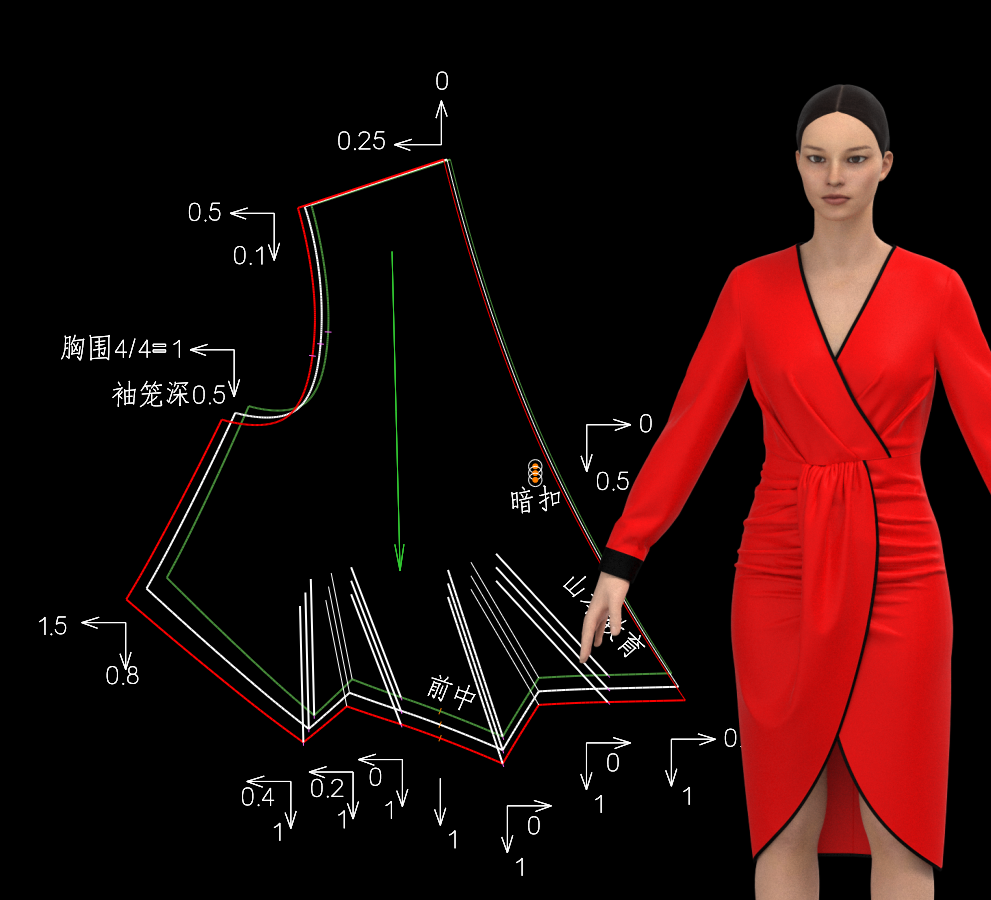 展褶连衣裙放码扭结连衣裙推板扭结连衣裙推板展褶连衣裙放码