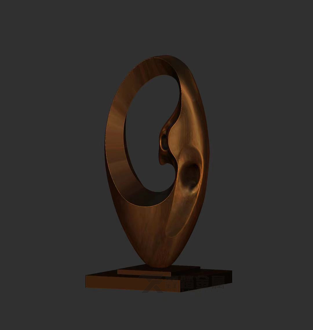 不锈钢凤凰圆环雕塑,玫瑰金电镀镜面圆形雕塑万人瞩目