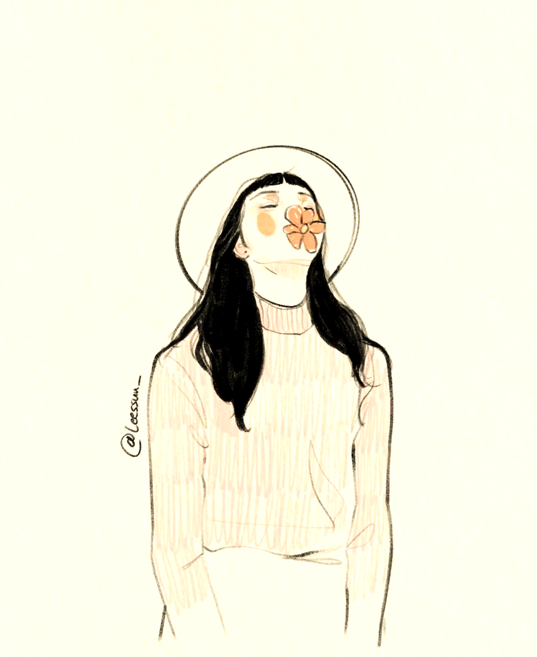 韩国插画师leessuu的清新少女人像作品集