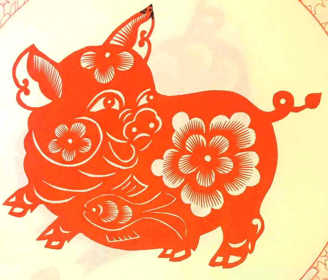 生肖剪纸作品欣赏:猪篇
