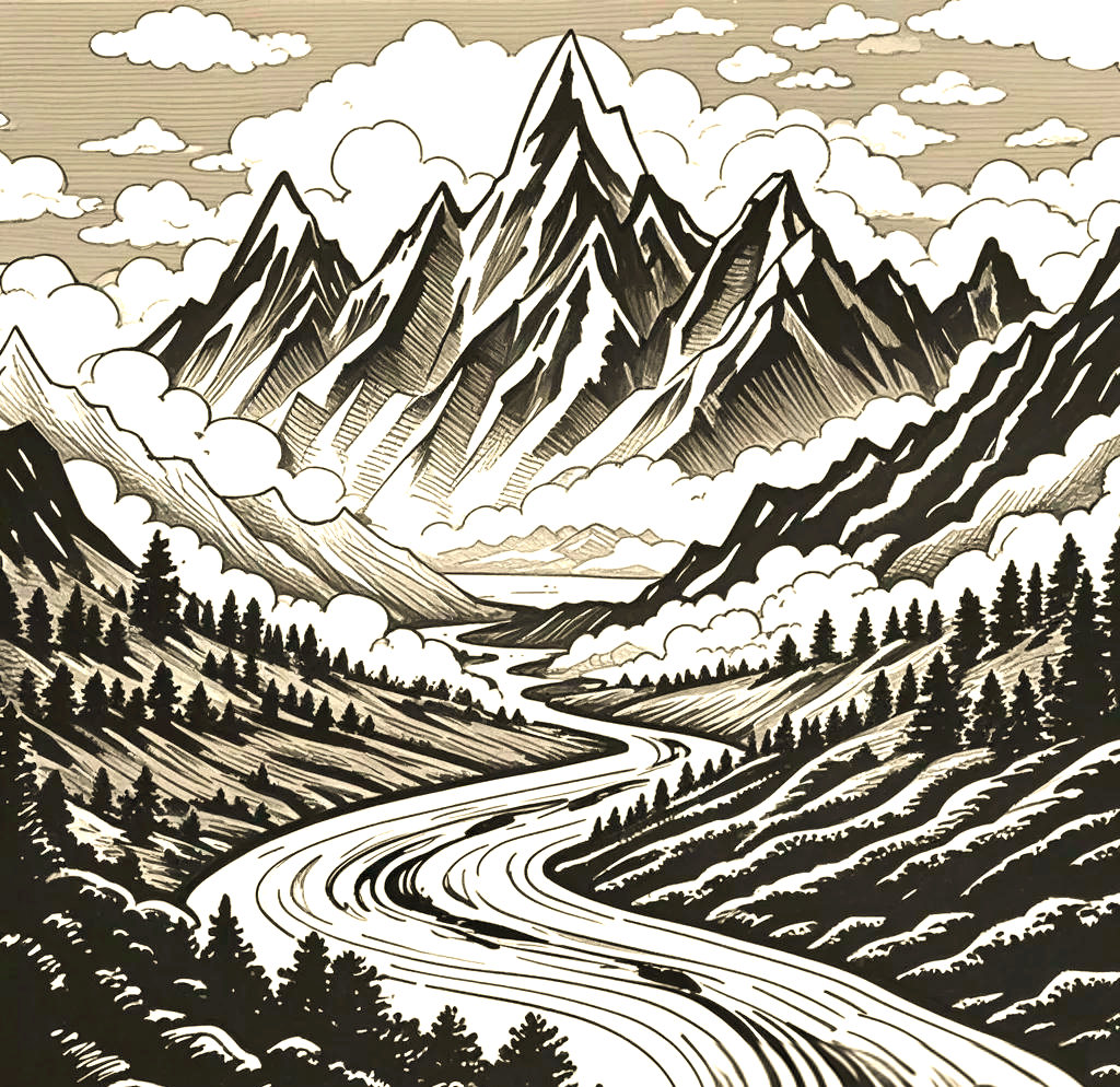 山水小桥流水的线描绘画技巧与心得分享