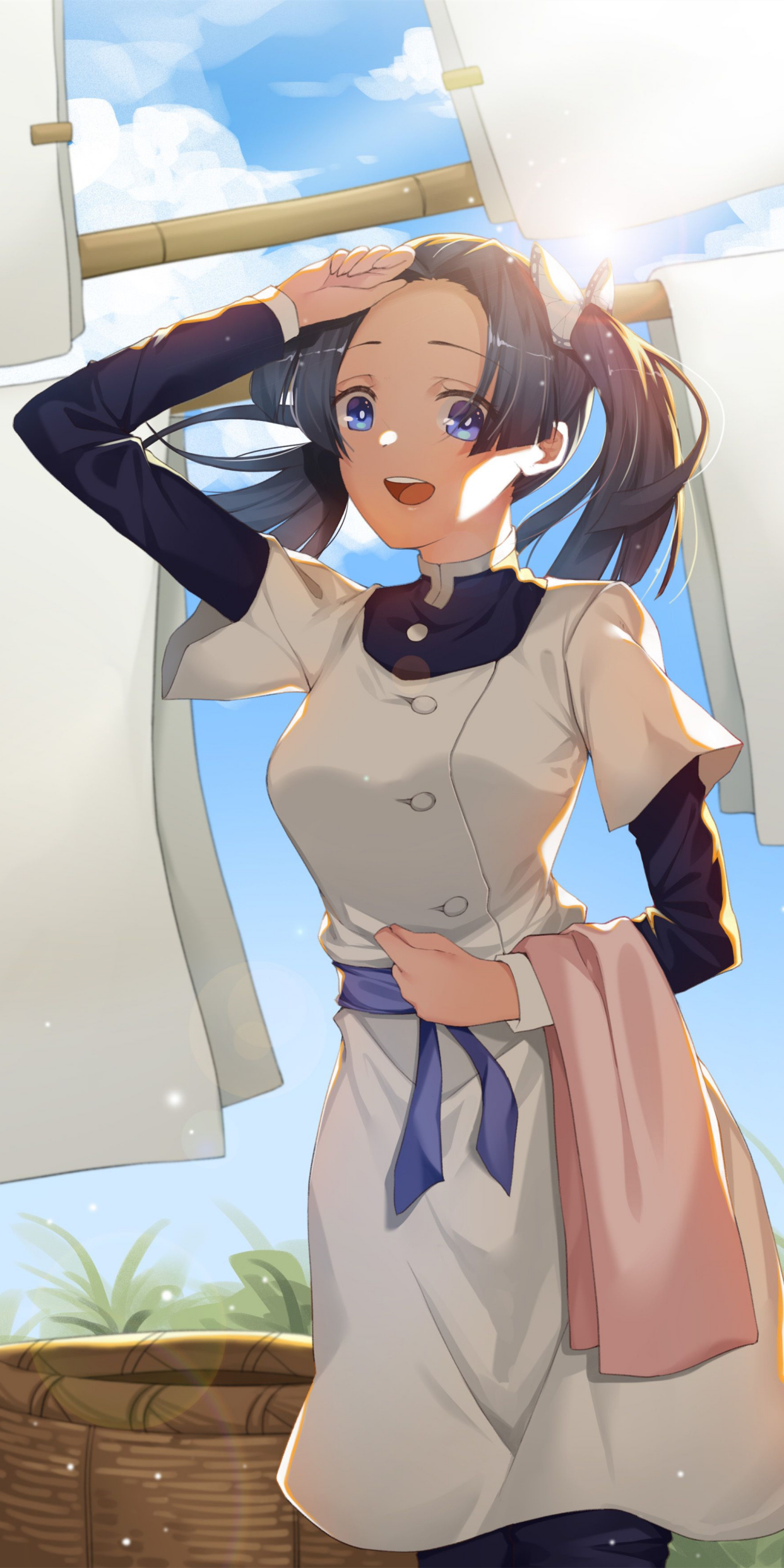 《鬼灭之刃》神崎葵,动漫全面屏壁纸,害怕战斗的邻家女孩