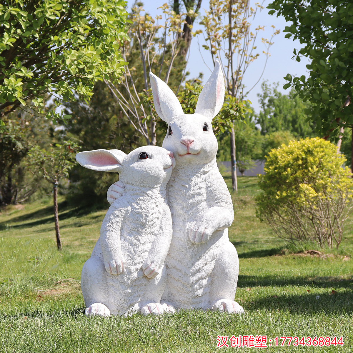 玻璃钢兔子雕塑 仿真兔子雕塑