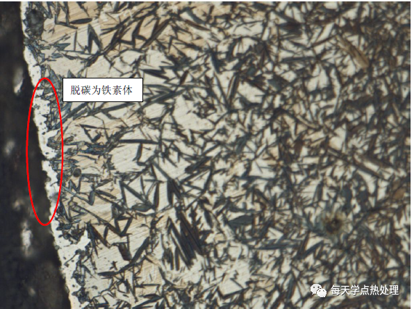 20cr 渗碳边缘碳化物 500×20cr 针状马氏体 少量残余奥氏体 碳伙物