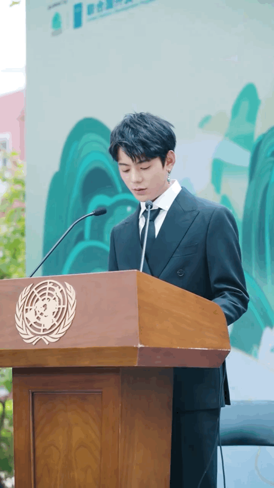 这是2021年4月联合国讲台上的丁真.