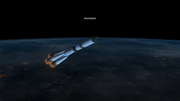 图一:t 01:57 分(117.8秒),一级火箭分离. 图源:roscosmos