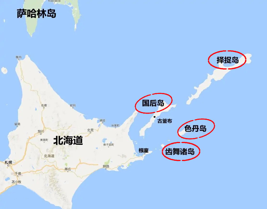 日本北方四岛的位置在哪