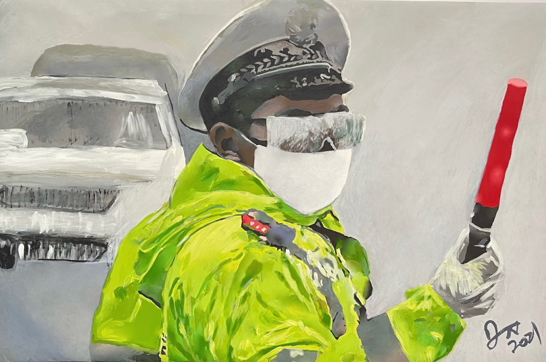 卡点守护,闻"汛"而动,抱冰男孩……民警用油画记录"战疫"温暖瞬间!