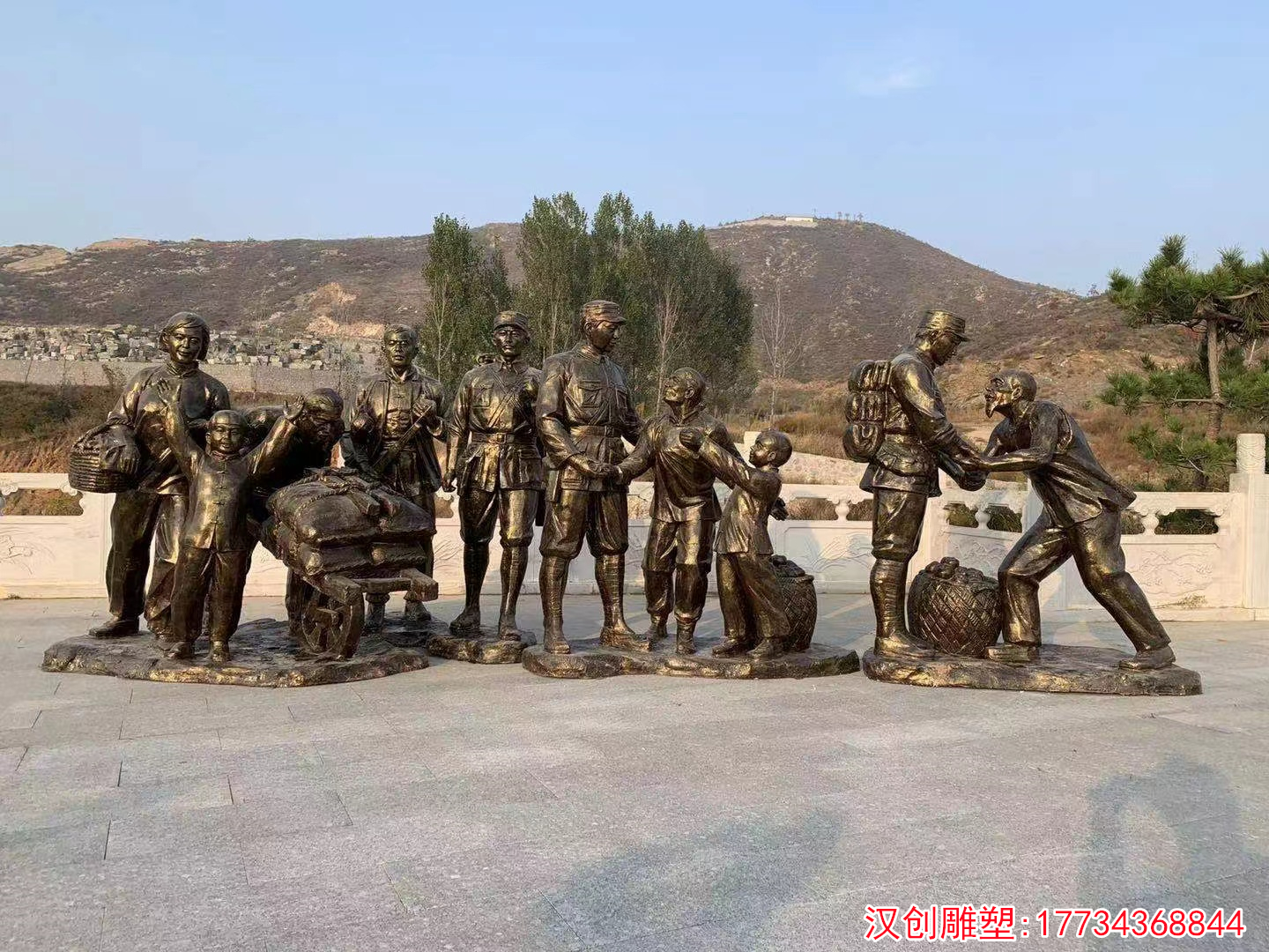 军民鱼水情雕塑,军民团结一家亲雕塑