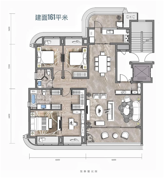 160平三房:動靜嚴格分區,豪華主臥套間,採光充足,寬敞舒適!