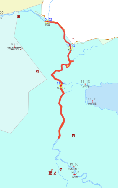 宣城境内水阳江下游3个站点超警戒水位