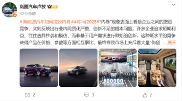 岚图董事长卢放：许多企业追求短期利益 往往选择抄袭和模仿