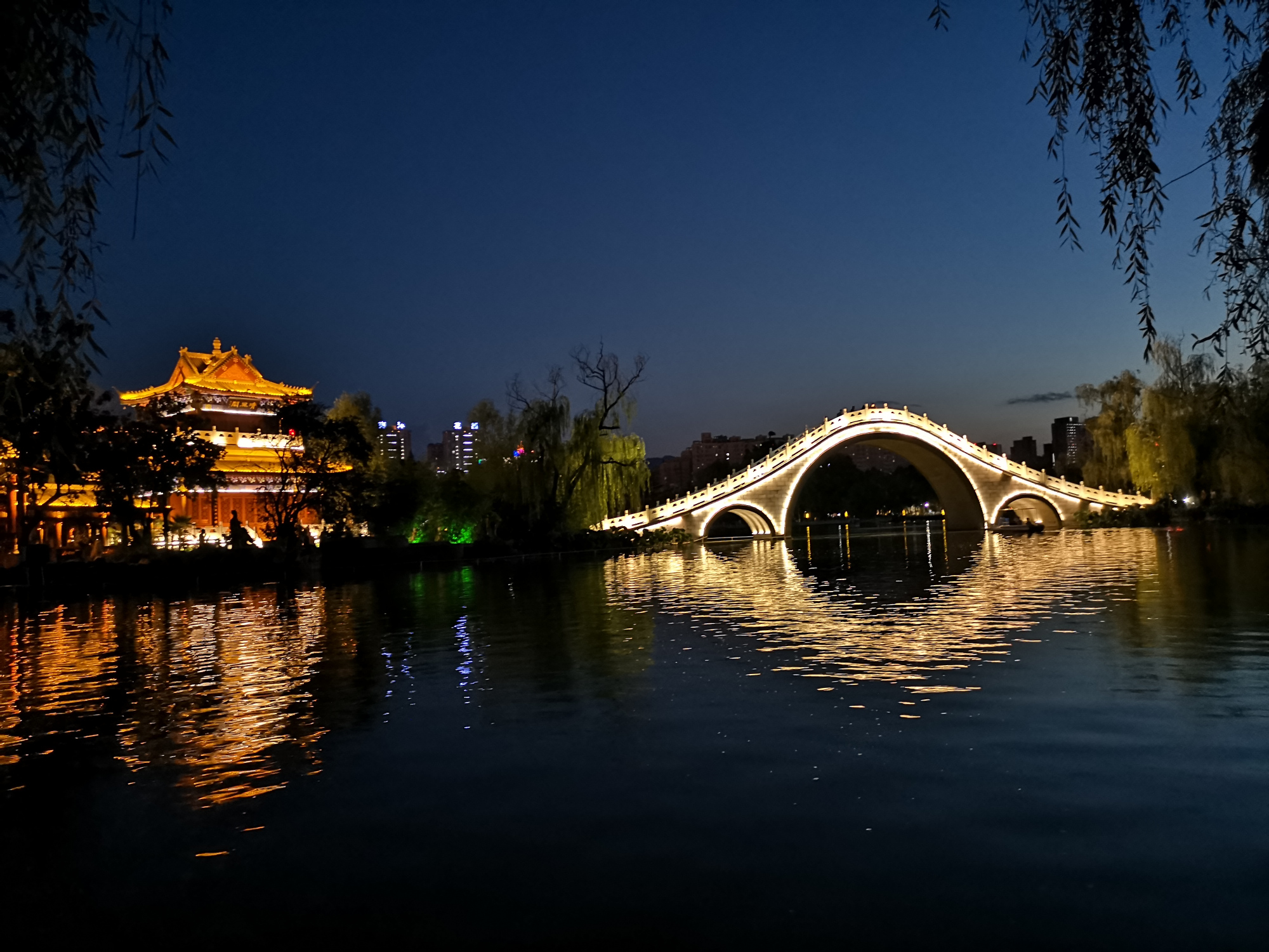 成都人民公园夜景图片