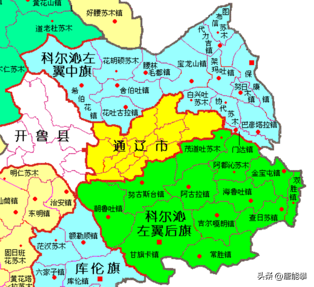 内蒙古通辽市科尔沁区,科尔沁左翼中旗,左翼后旗42乡镇3年变