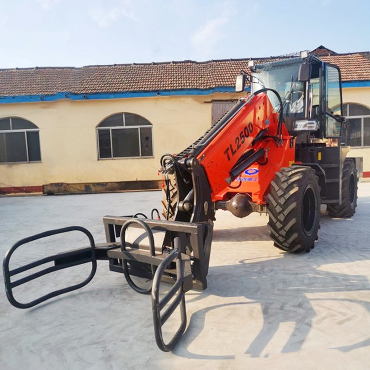 伸缩臂装载机 安装货叉 和铲斗互换 旋转抓车 大臂举升高度7.8米