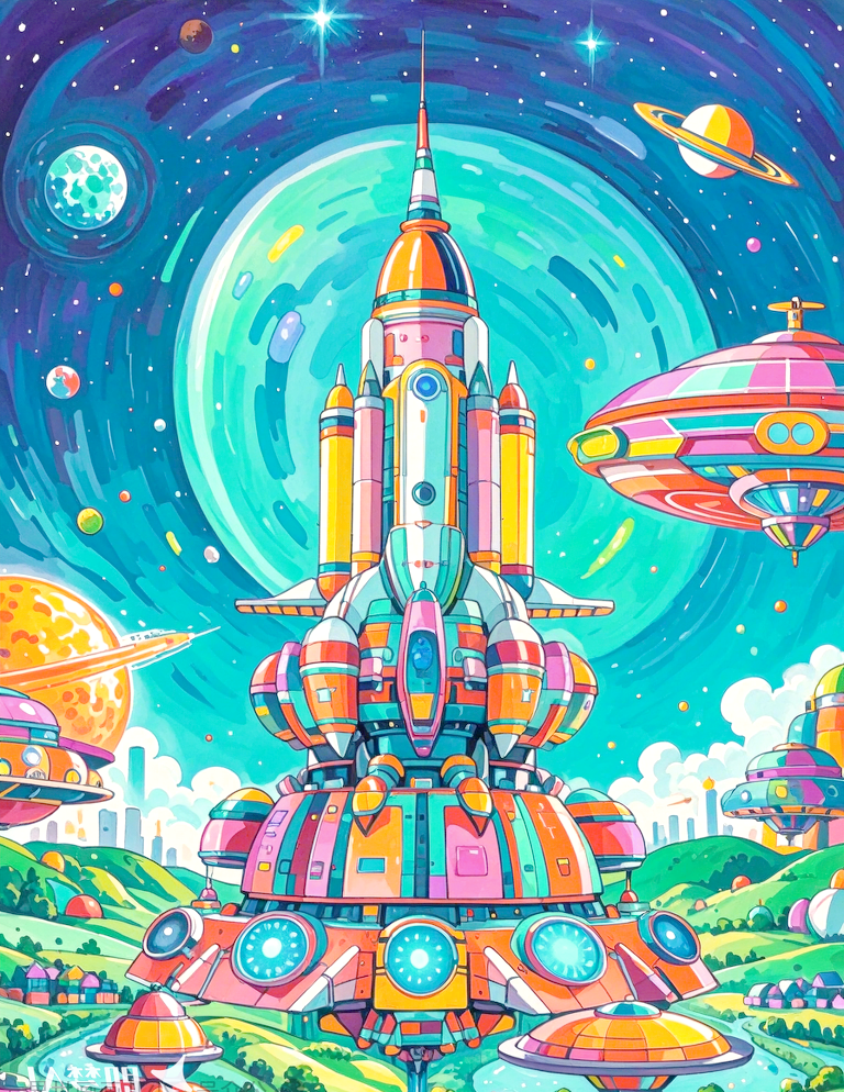 探索未来:科幻太空城市绘画中的视觉奇迹