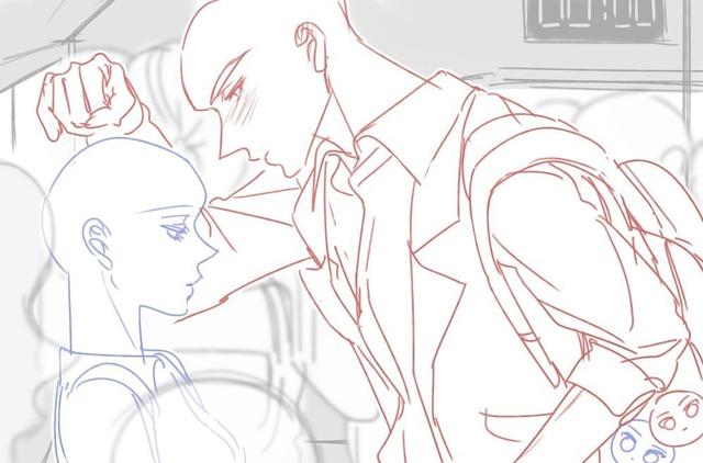 板绘|搭公交车的情侣cp线稿模板