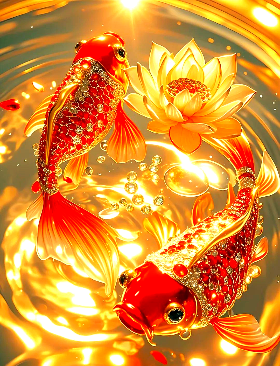 锦鲤戏荷花,吉祥与纯洁的完美交融