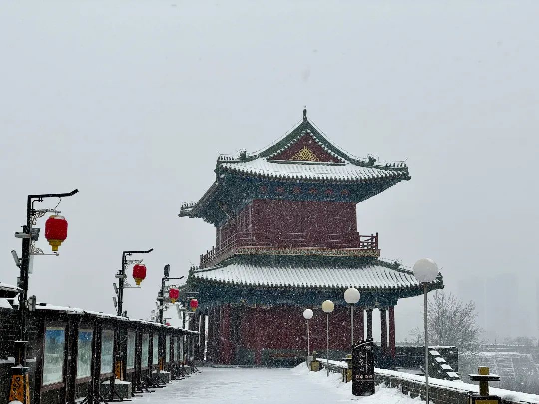 正定南门雪景图片