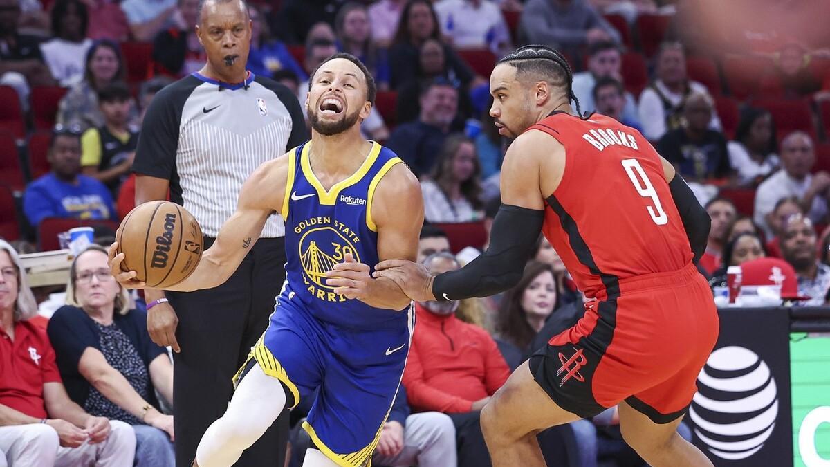 勇士vs火箭:史蒂芬·库里三分狂潮戏弄狄龙·布鲁克斯