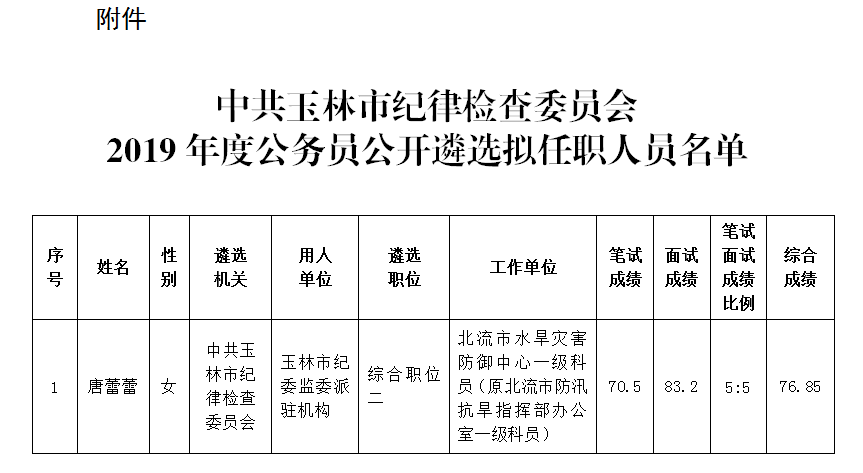 「广西」2019年广西玉林市纪律检查委员会公开遴选拟任职人员