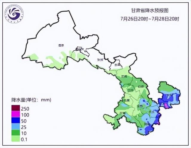 26日下午～28日 甘肅武威以東有明顯降水 局地有暴雨