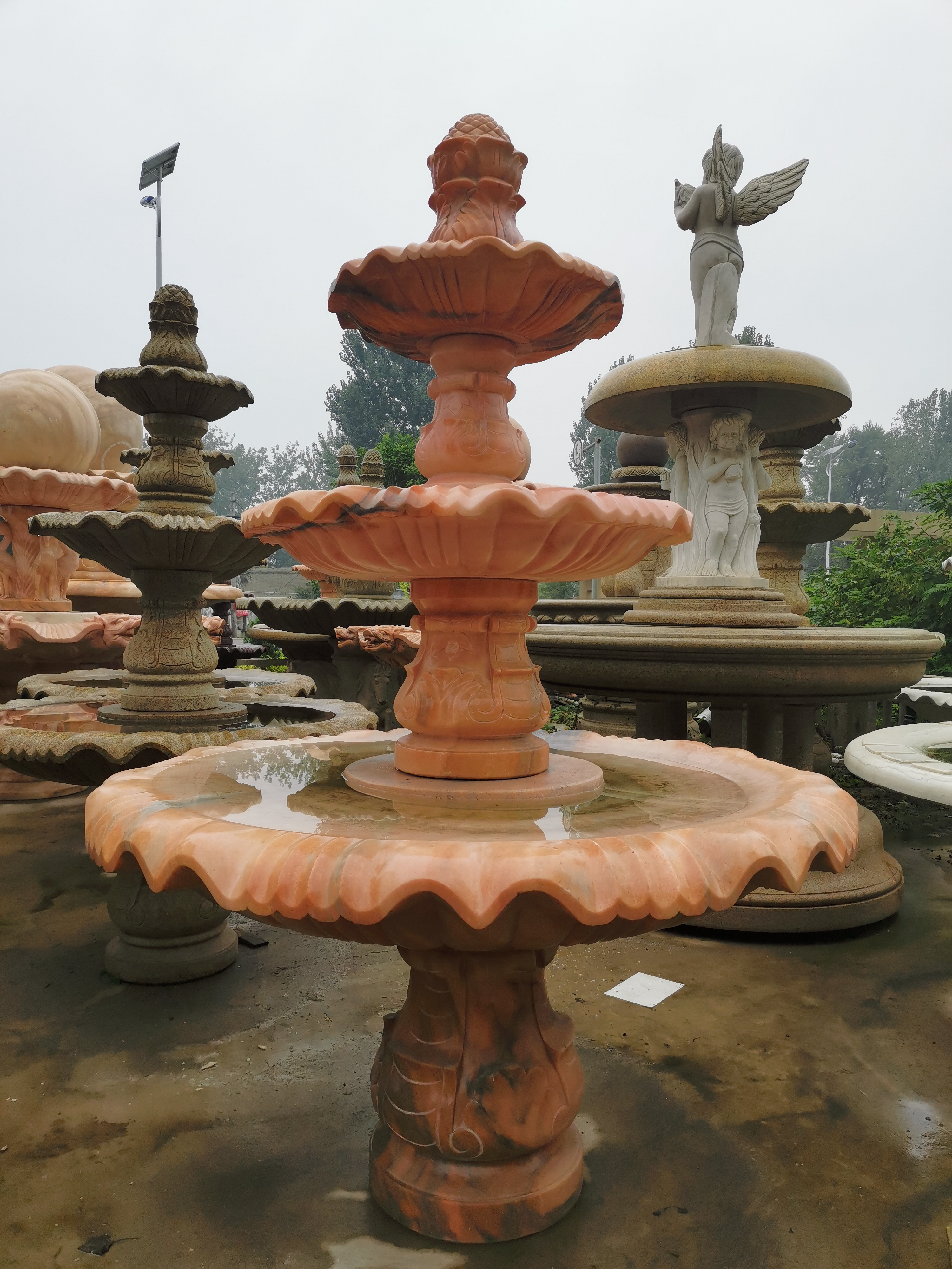 石雕喷泉 欧式石雕喷泉 石雕风水球 石雕转运球