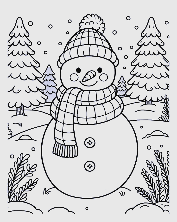 冬季雪人简笔画绘画与涂色技巧全解析