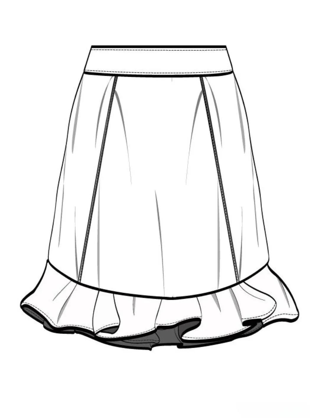 众多半身裙款式图线稿参考