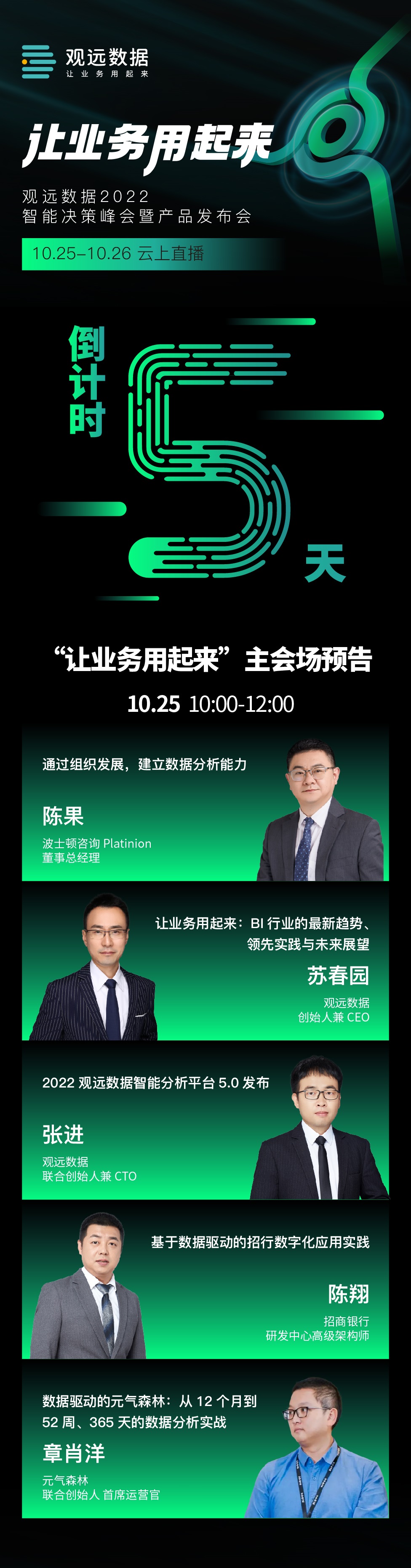 倒计时5天!观远数据2022智能决策峰会让业务用起来主会场预告