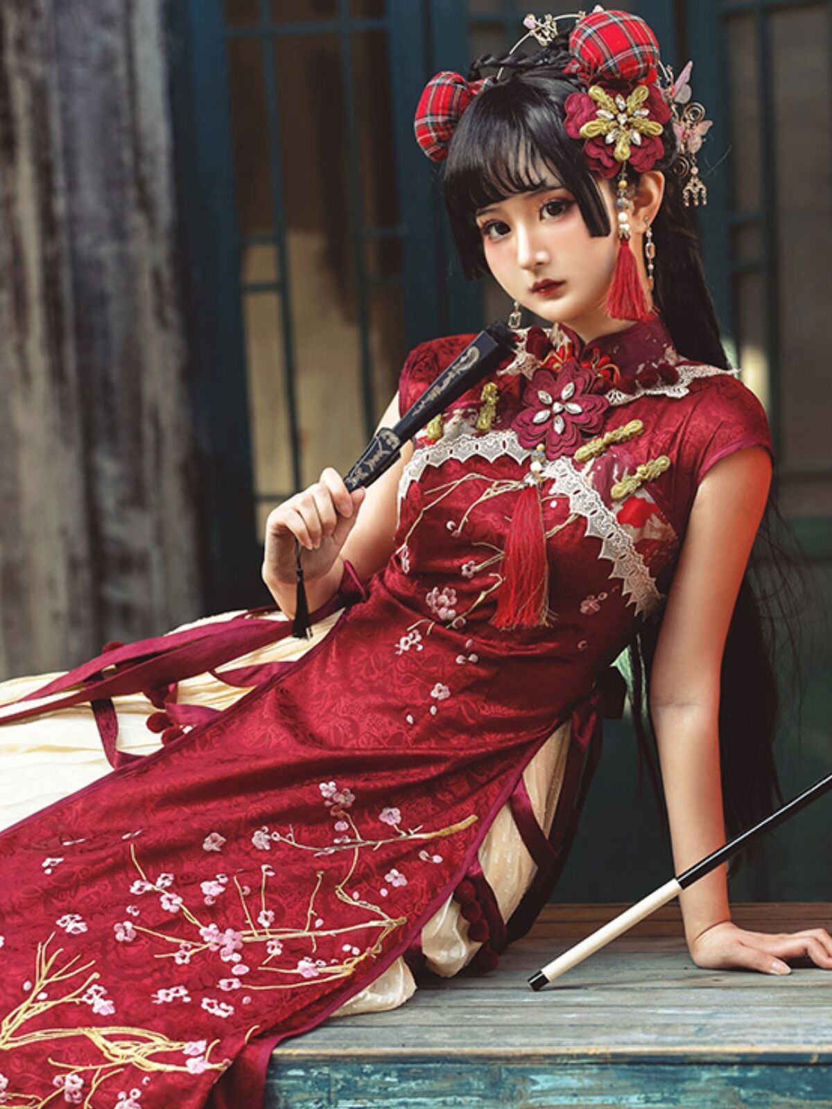 旗袍款洛丽塔也可以很华丽,光裙长就超过130cm,太吸睛