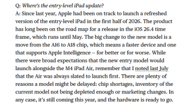 苹果最便宜平板要来了！iPad 12上半年发布：升级A18芯片 支持AI