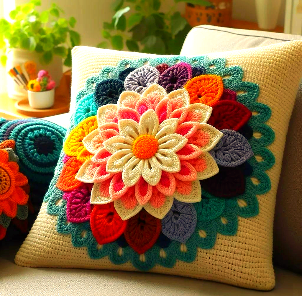 钩针编织大丽花抱枕,这一兼具创意与实用性的手工之旅,正等待着您的