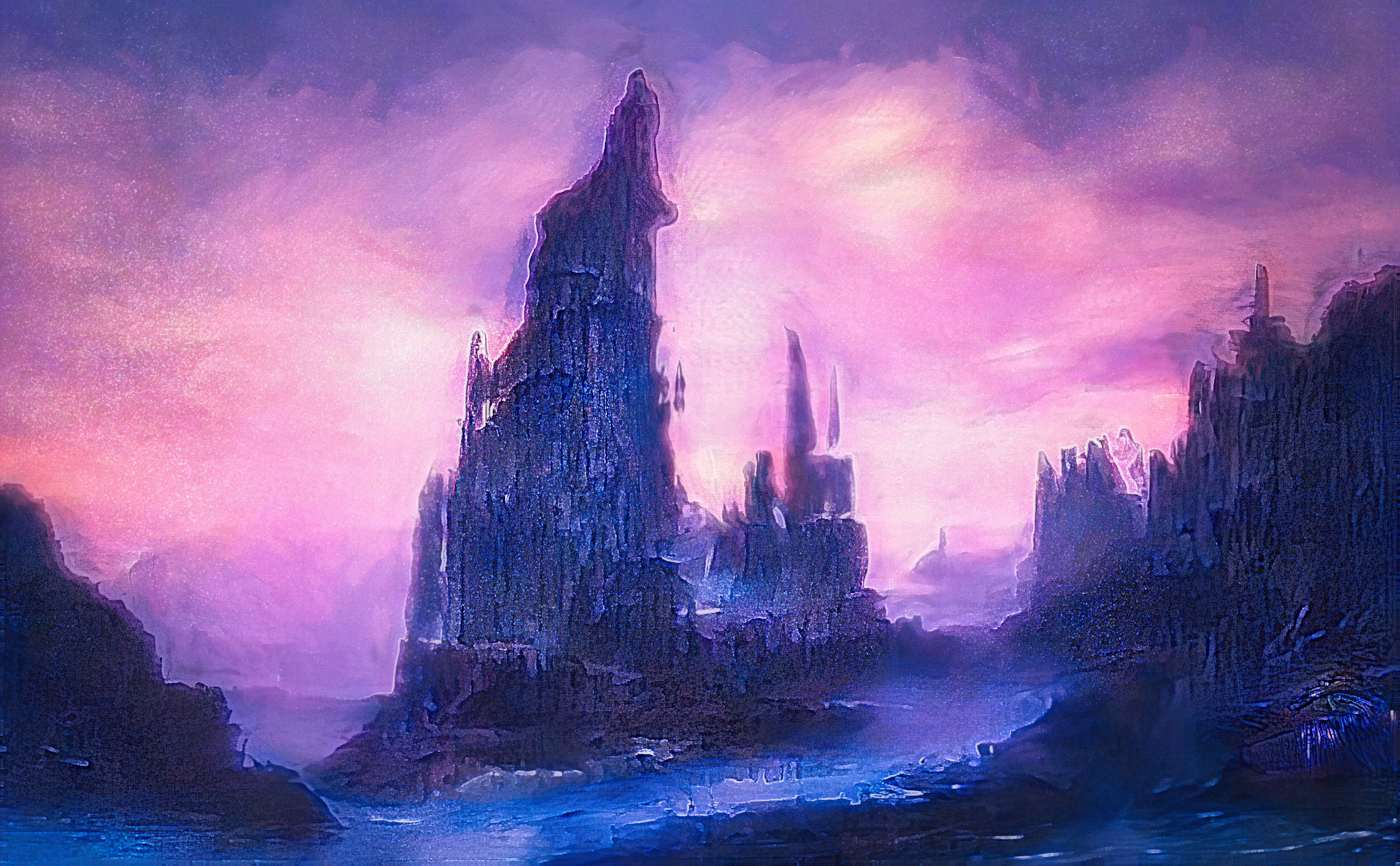 画师「sawsan」作品欣赏:氛围宁静而神秘,奇幻的厚涂风景插画