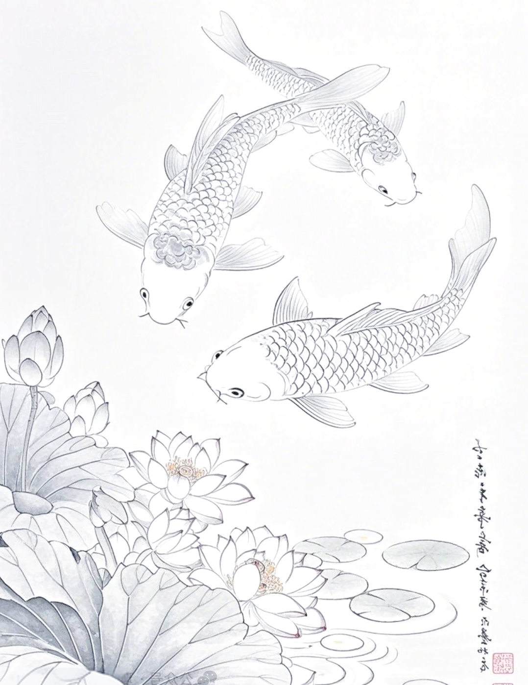 锦鲤写生线稿精选,值得收藏与学习!