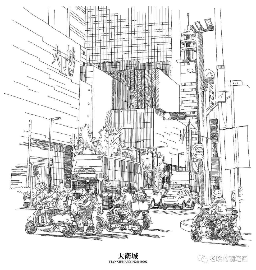 【钢笔画】繁华商圈加分"国际郑"