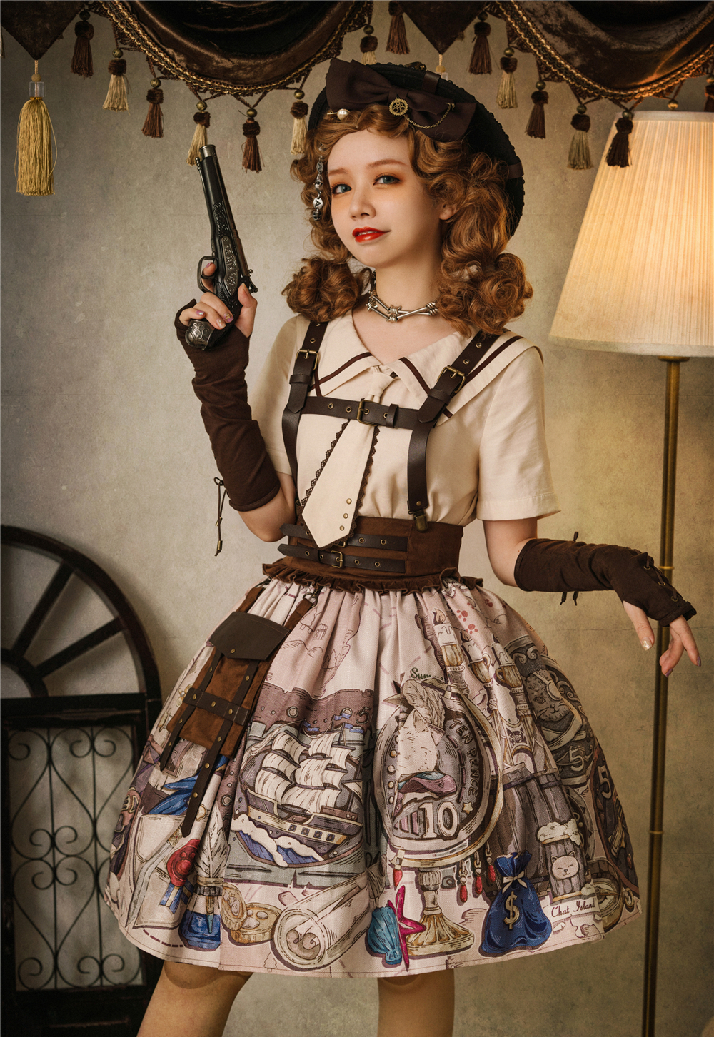 蒸汽朋克系"海盗风"洛丽塔,集帅气典雅于一身,lo娘上身太独特