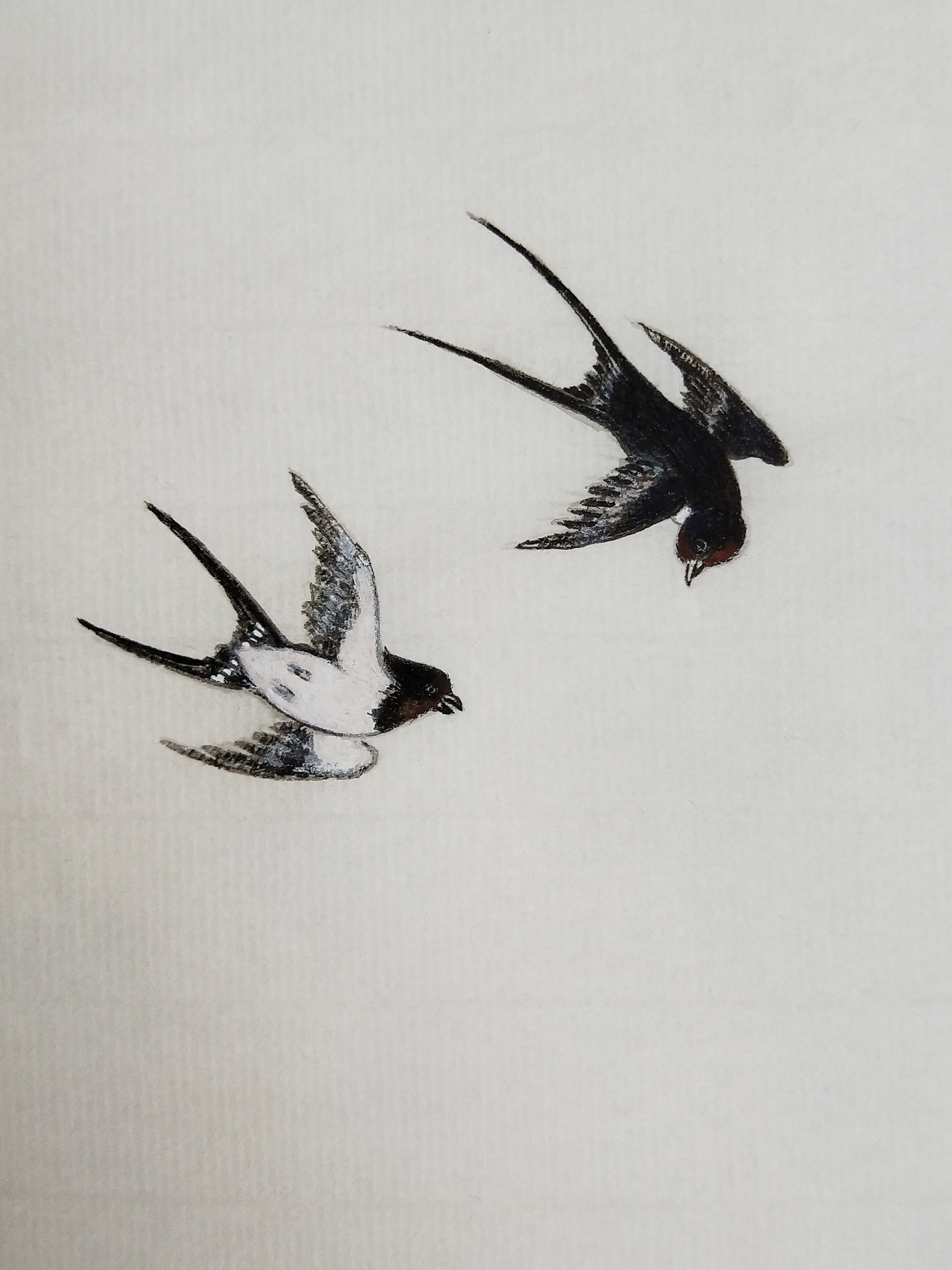 品箫图(黄丽燕国画工笔画仕女图燕子图)