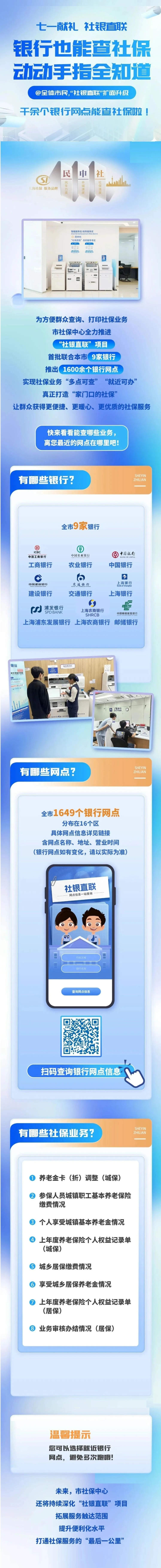 上海千余个银行网点能查社保啦!社银直联,打造家门口社保