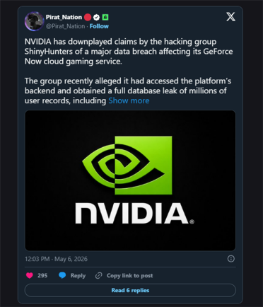 3月泄露5月才发现！NVIDIA GeForce Now遭黑客入侵：数据泄露波及多国用户
