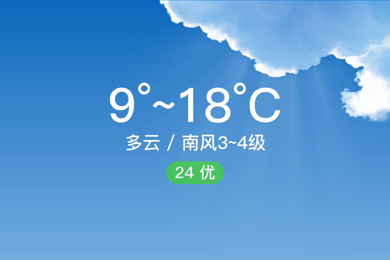 「兴安盟扎赉特」9/12,多云,9~18℃,南风3~4级,空气质量优
