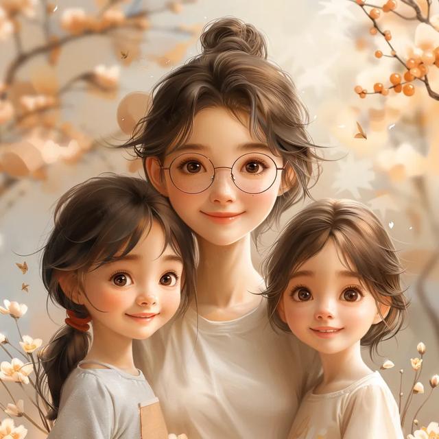 母亲节专属头像|妈妈和两个女儿