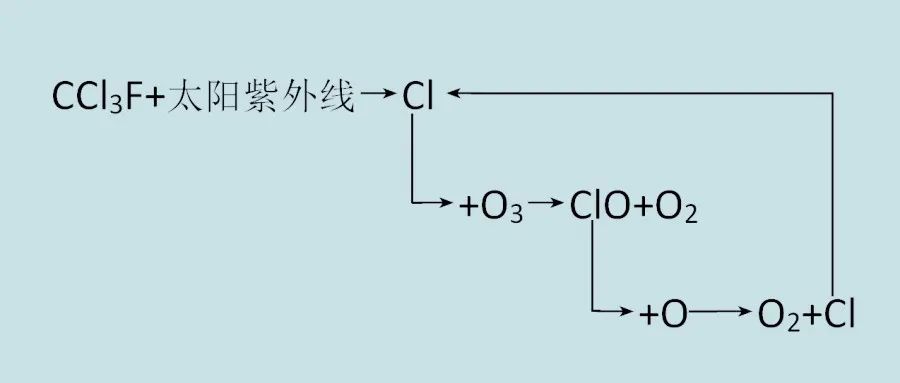 怎样用图示表示氟利昂破坏臭氧层?