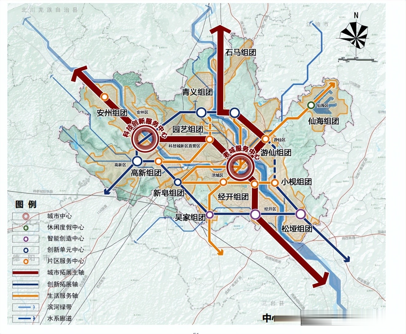 绵阳市市域及中心城区国土空间总体2021