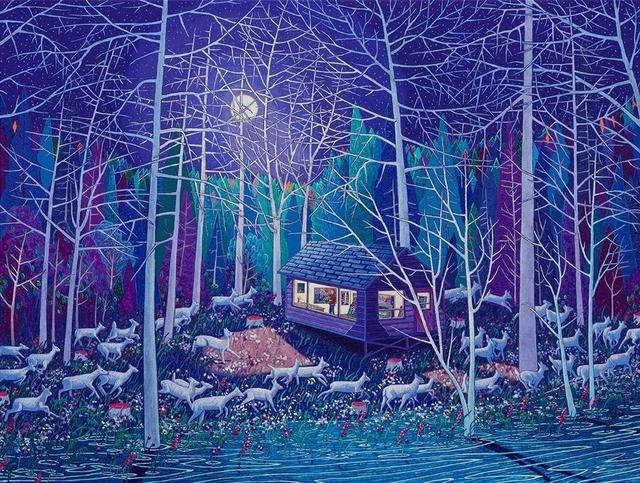 色彩斑斓的森林插画