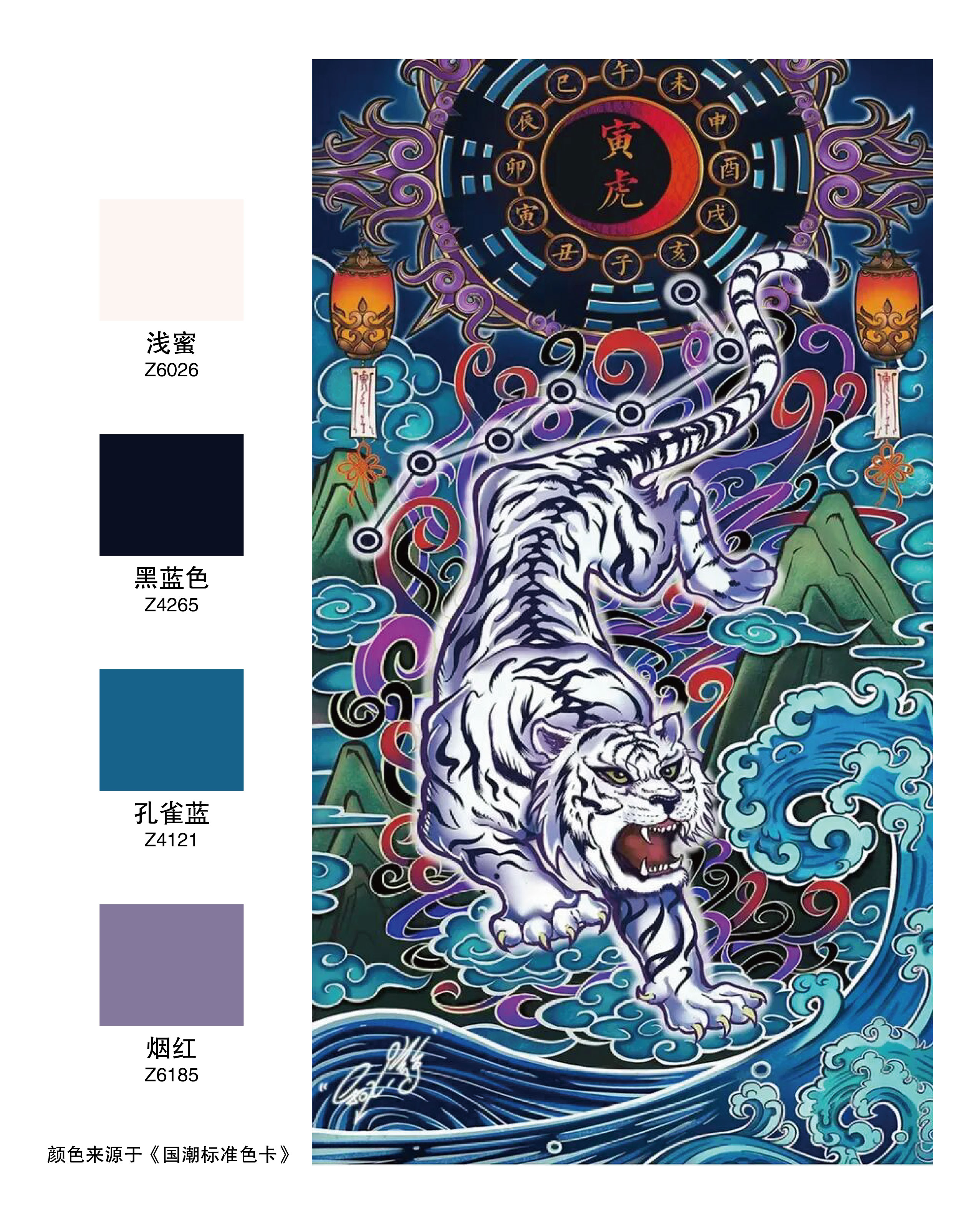 国潮十二生肖插画之色彩搭配分析