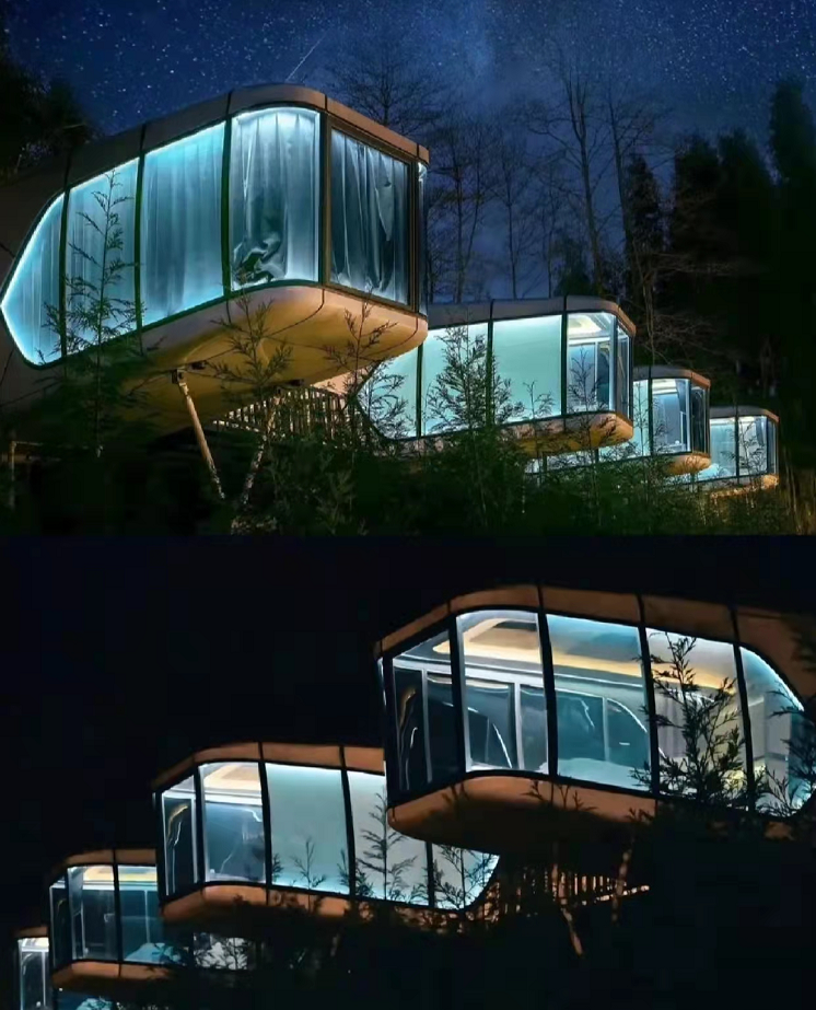 太空舱民宿 未来科幻感全景落地观景户外新居住宿
